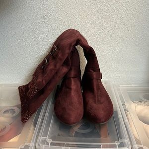 Burgundy Knit Boots